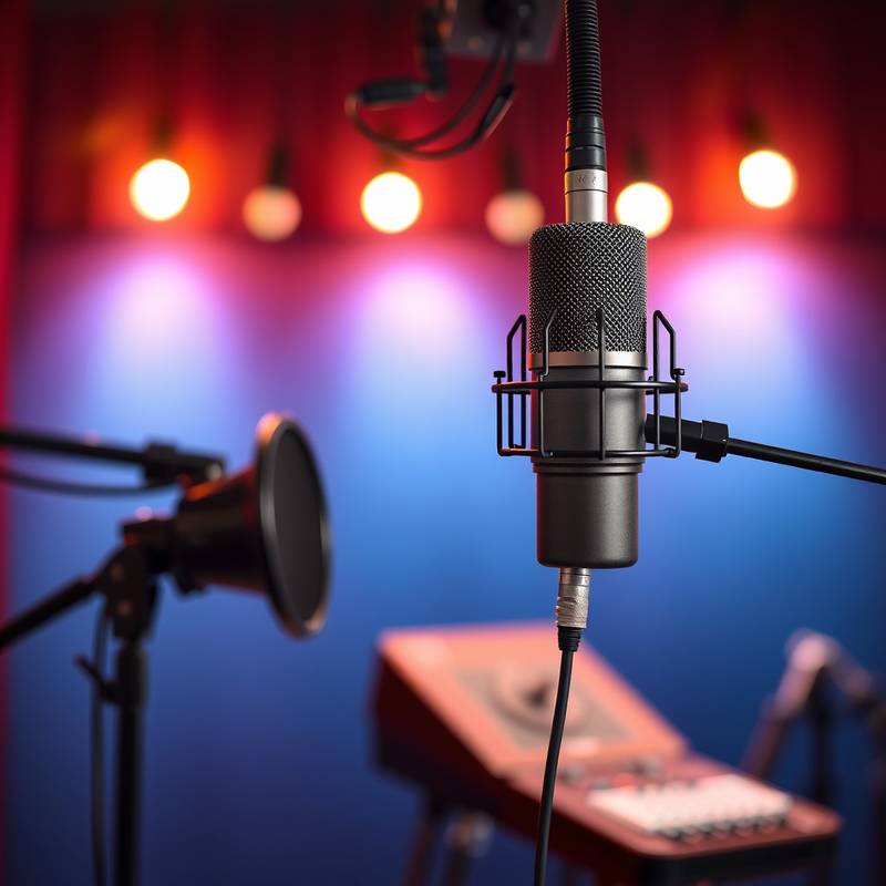 Bilde av mikrofon i et lydstudio